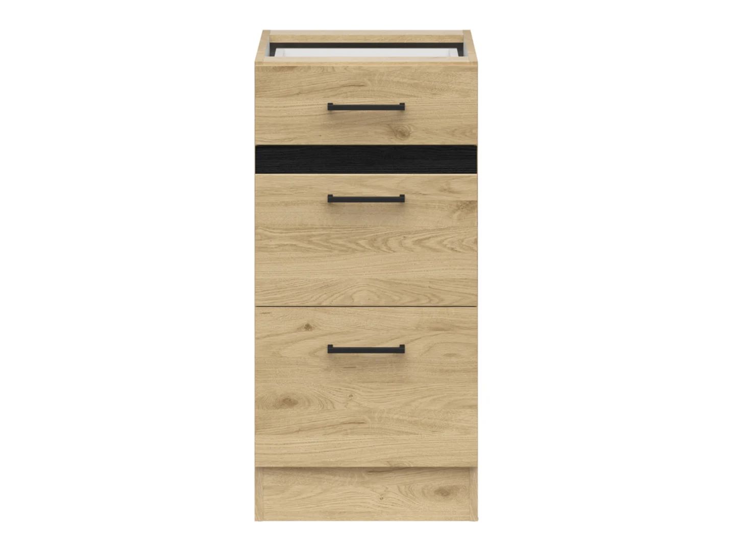 Pastatoma spintelė su trimis stalčiais, 40x86 cm, JUNONA LINE, ąžuolo spalvos Bernstein/ąžuolo spalvos Bernstein — изображение 2