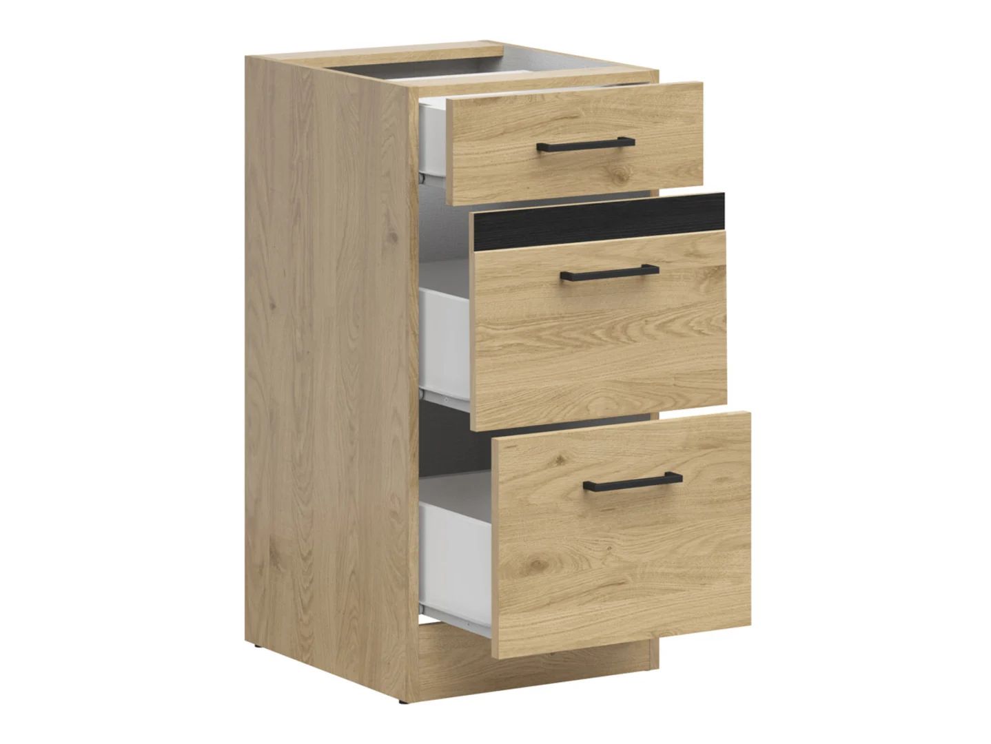 Pastatoma spintelė su trimis stalčiais, 40x86 cm, JUNONA LINE, ąžuolo spalvos Bernstein/ąžuolo spalvos Bernstein — изображение 3