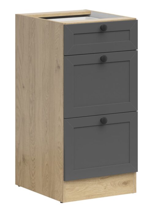 Pastatoma spintelė su trimis stalčiais 40×86 cm JUNONA LINE Bernstein ąžuolas/grafitas