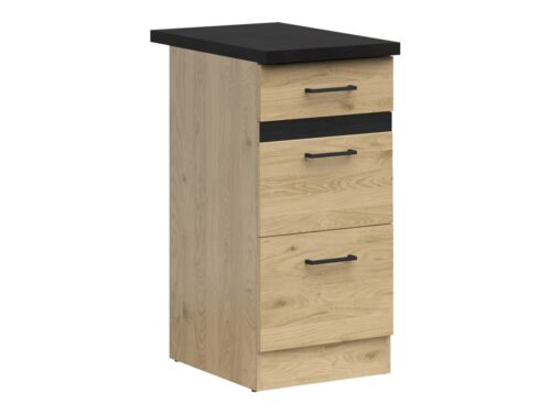 Pastatoma spintelė su trimis stalčiais ir stalviršiu 40×86 cm JUNONA LINE Bernstein ąžuolas/Bernstein ąžuolas