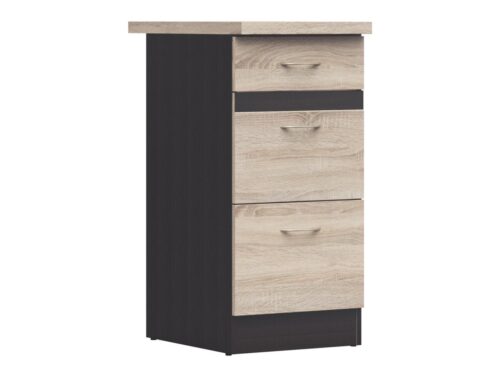 Pastatoma spintelė su trimis stalčiais ir stalviršiu, 40×86 cm, JUNONA LINE, venge/sonoma ąžuolas