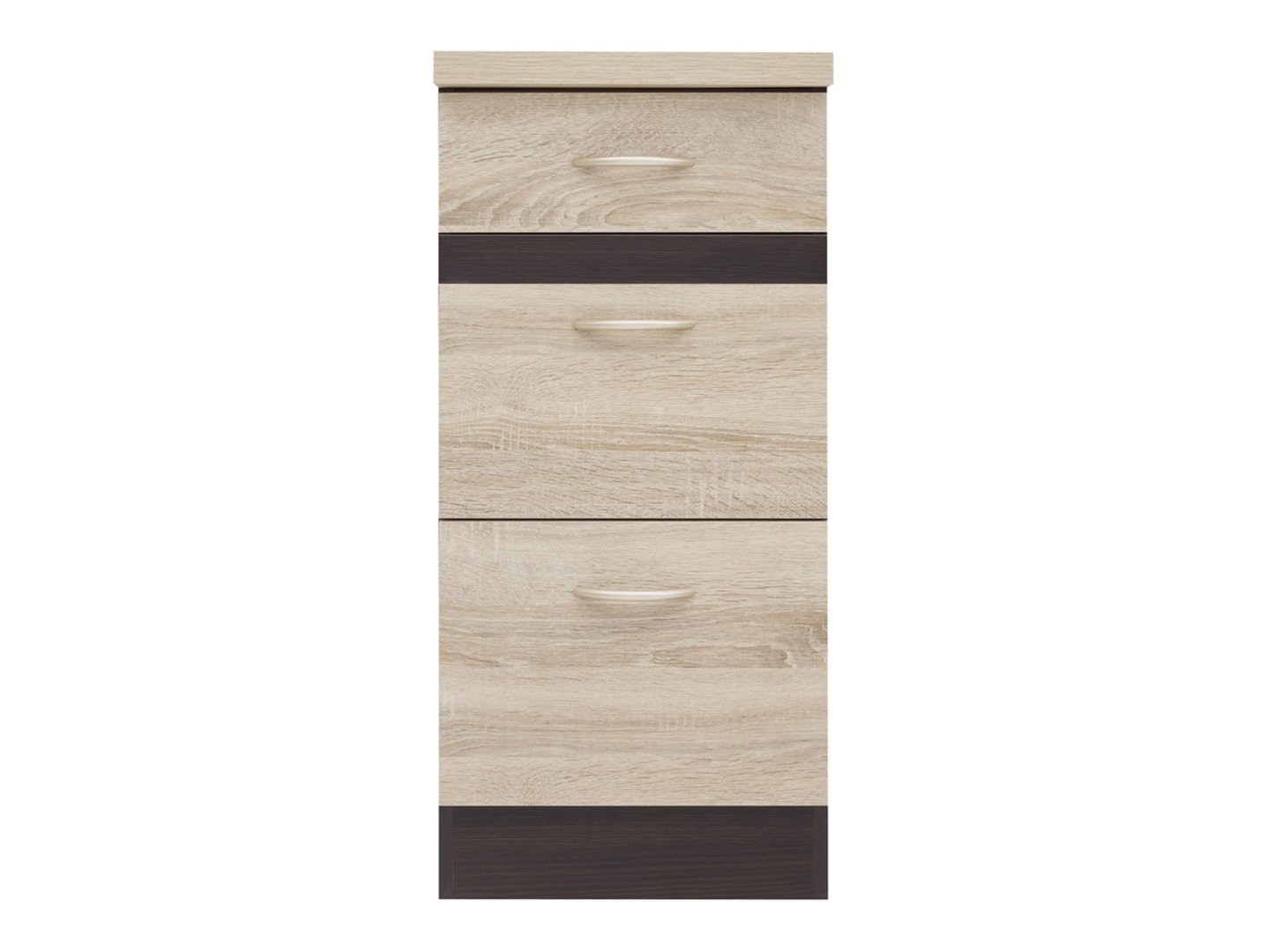 Pastatoma spintelė su trimis stalčiais ir stalviršiu, 40x86 cm, JUNONA LINE, venge/sonoma ąžuolas - Paveikslėlis 2