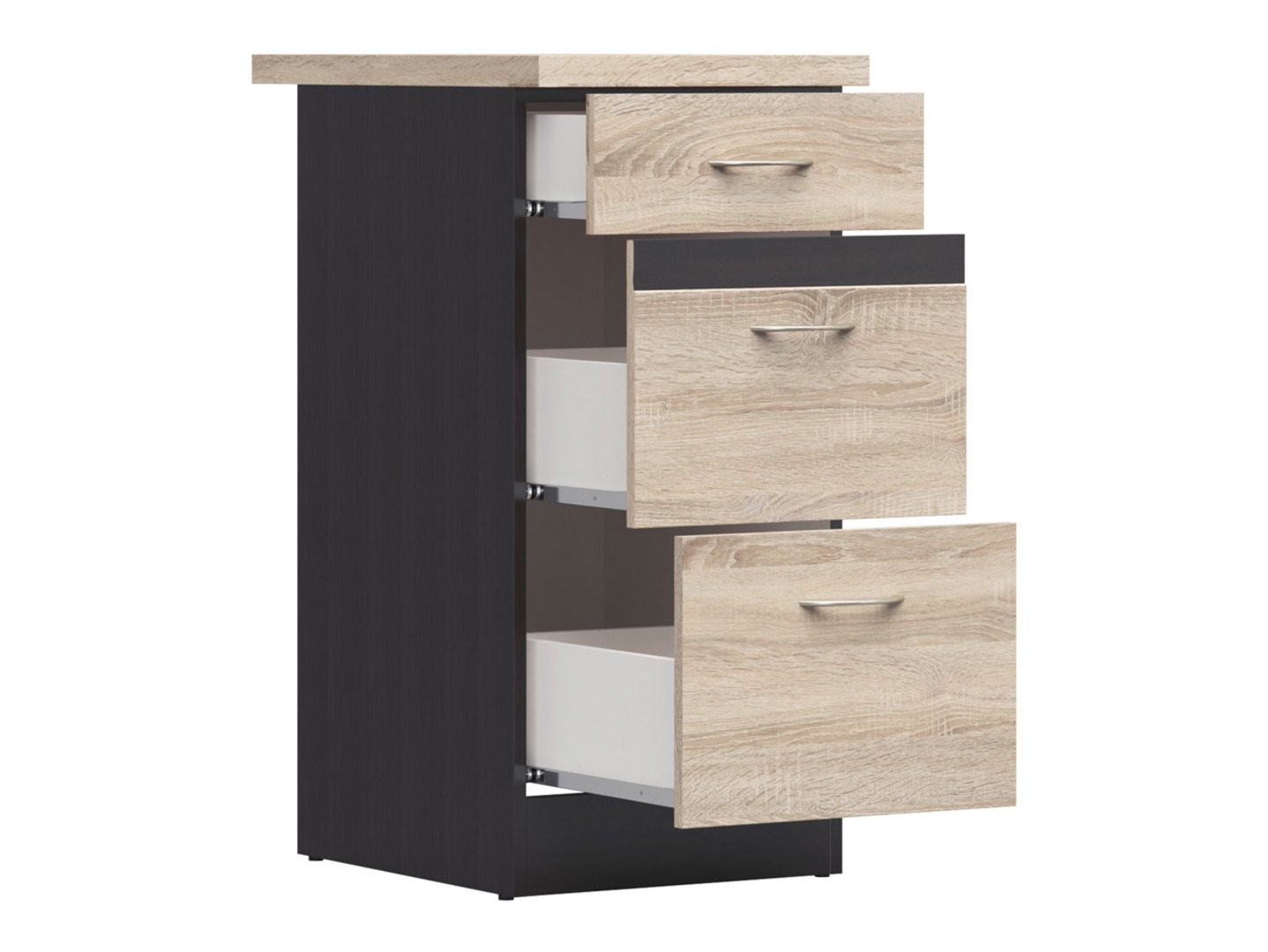 Pastatoma spintelė su trimis stalčiais ir stalviršiu, 40x86 cm, JUNONA LINE, venge/sonoma ąžuolas - Paveikslėlis 3