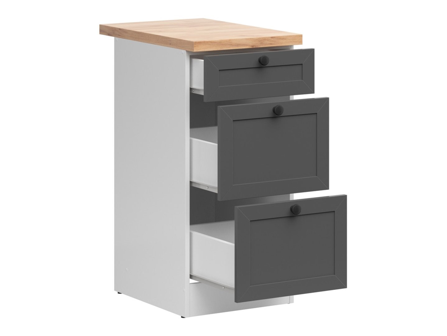 Pastatoma spintelė su trimis stalčiais ir stalviršiu 40x86 cm JUNONA LINE balta/grafito spalvos — изображение 3