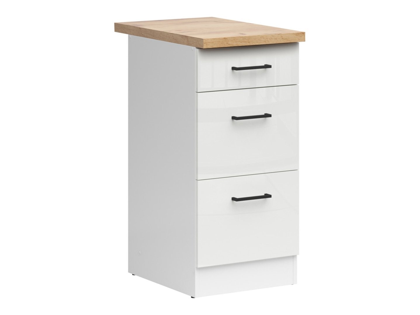 Pastatoma spintelė su trimis stalčiais ir stalviršiu 40x86 cm JUNONA LINE balta/kreidos blizgi spalva