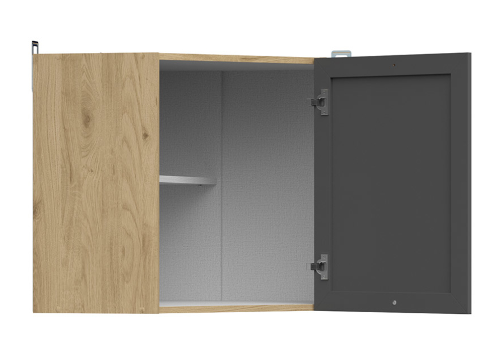 Kampinė pakabinama spintelė, 60x57 cm, JUNONA LINE, bernstein ąžuolas/grafitas - Paveikslėlis 4