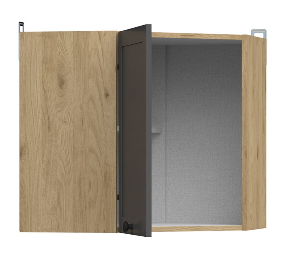 Kampinė pakabinama spintelė, 60x57 cm, JUNONA LINE, bernstein ąžuolas/grafitas - Paveikslėlis 2