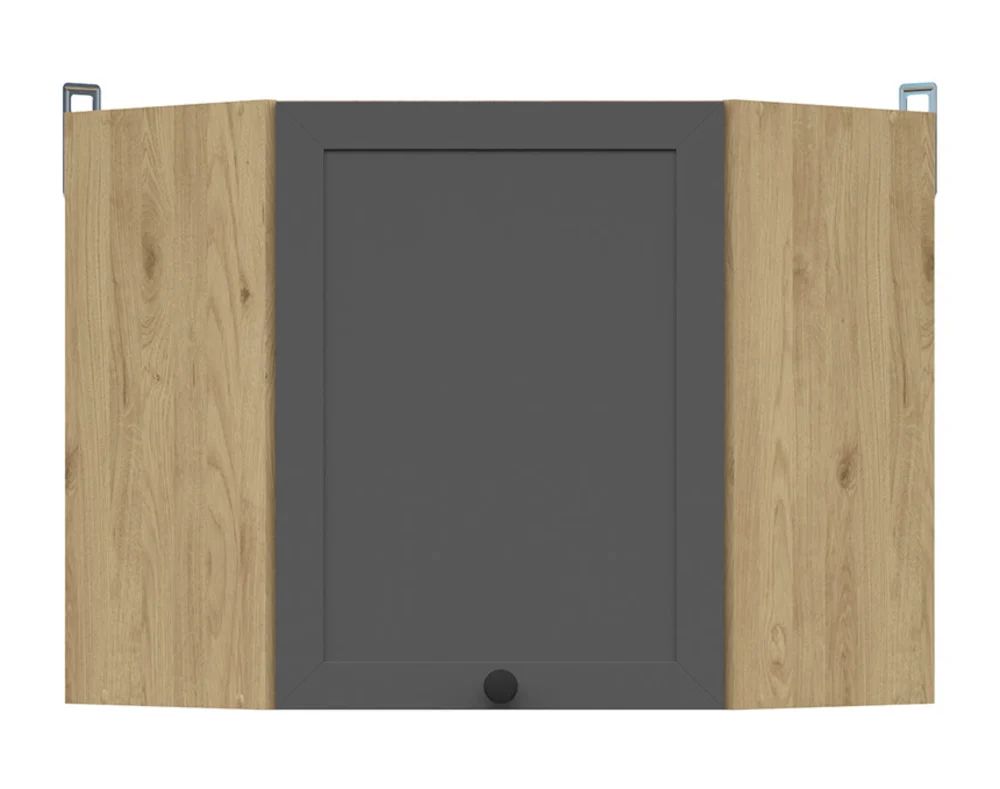 Kampinė pakabinama spintelė, 60x57 cm, JUNONA LINE, bernstein ąžuolas/grafitas - Paveikslėlis 3