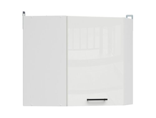 Kampinė pakabinama spintelė 60×57 cm JUNONA LINE balta/kreidos blizgi spalva
