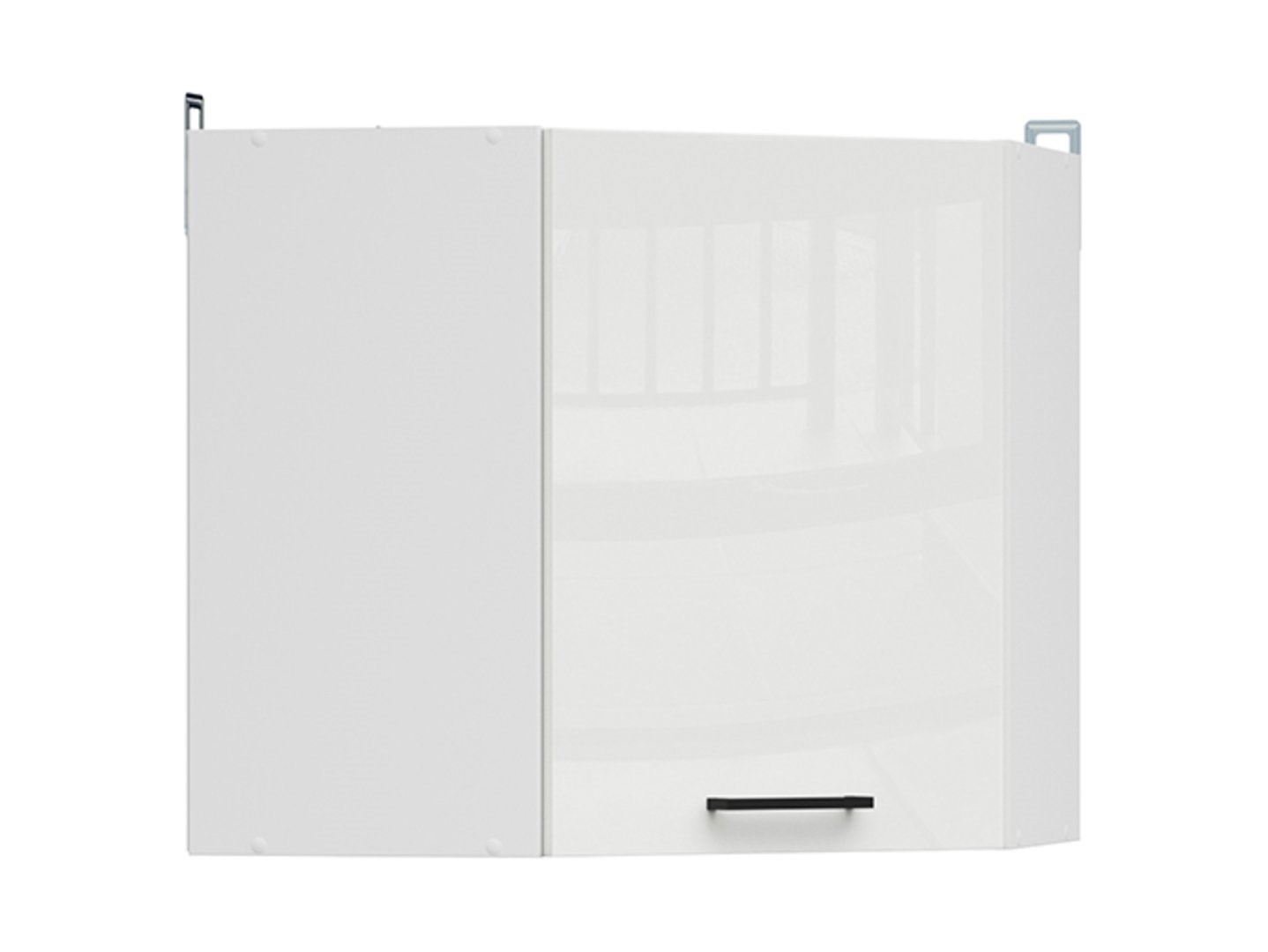 Kampinė pakabinama spintelė 60x57 cm JUNONA LINE balta/kreidos blizgi spalva