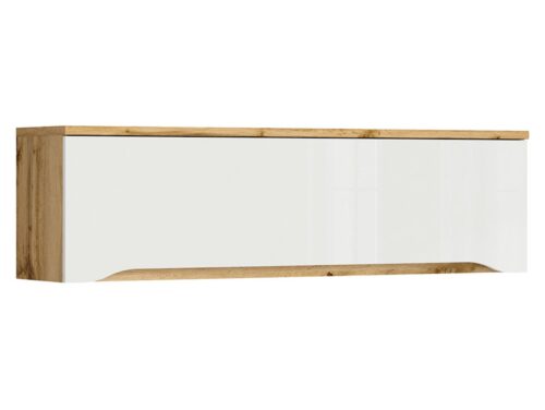 NUIS sieninė spintelė su durelėmis, 135 cm, Wotan ąžuolas/blizgi balta