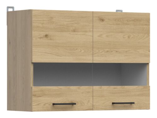 Pakabinama spintelė su vitrina, 80×57 cm, JUNONA LINE, ąžuolo spalvos Bernstein/ąžuolo spalvos Bernstein
