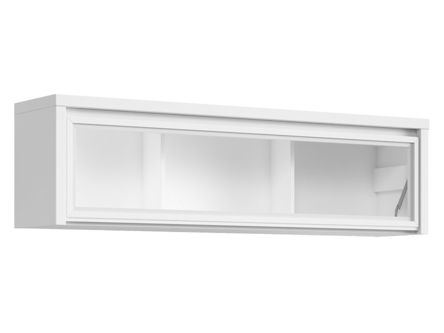 KASPIAN sieninė spintelė su vitrina, 143,5 cm, balta/matinė balta