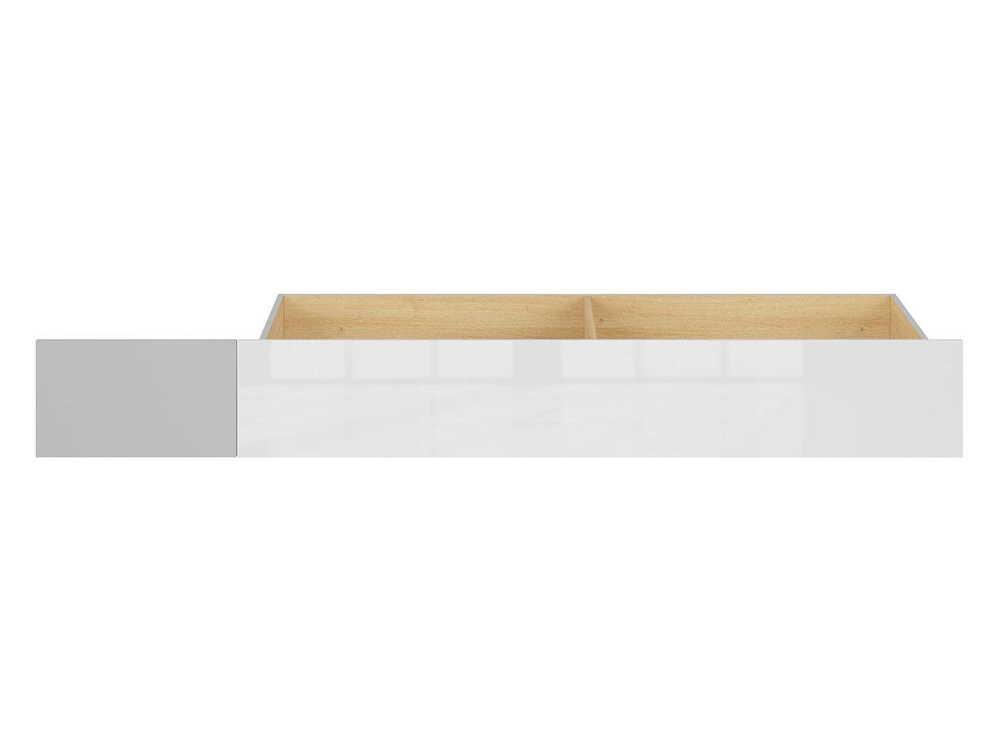 NANDU lovos stalčius šviesiai pilkas/poliruotas ąžuolas/blizgi balta