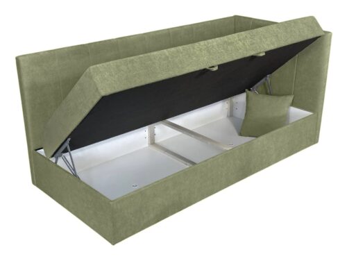 Aldo viengulė sofa-lova su daiktadėže, žalia