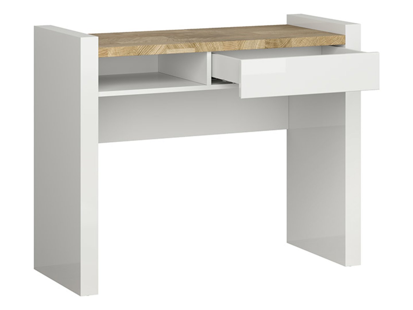 ALAMEDA tualetinis staliukas su stalčiumi, 41,5 cm, blizgi balta/Vestminsterio ąžuolas - Paveikslėlis 3