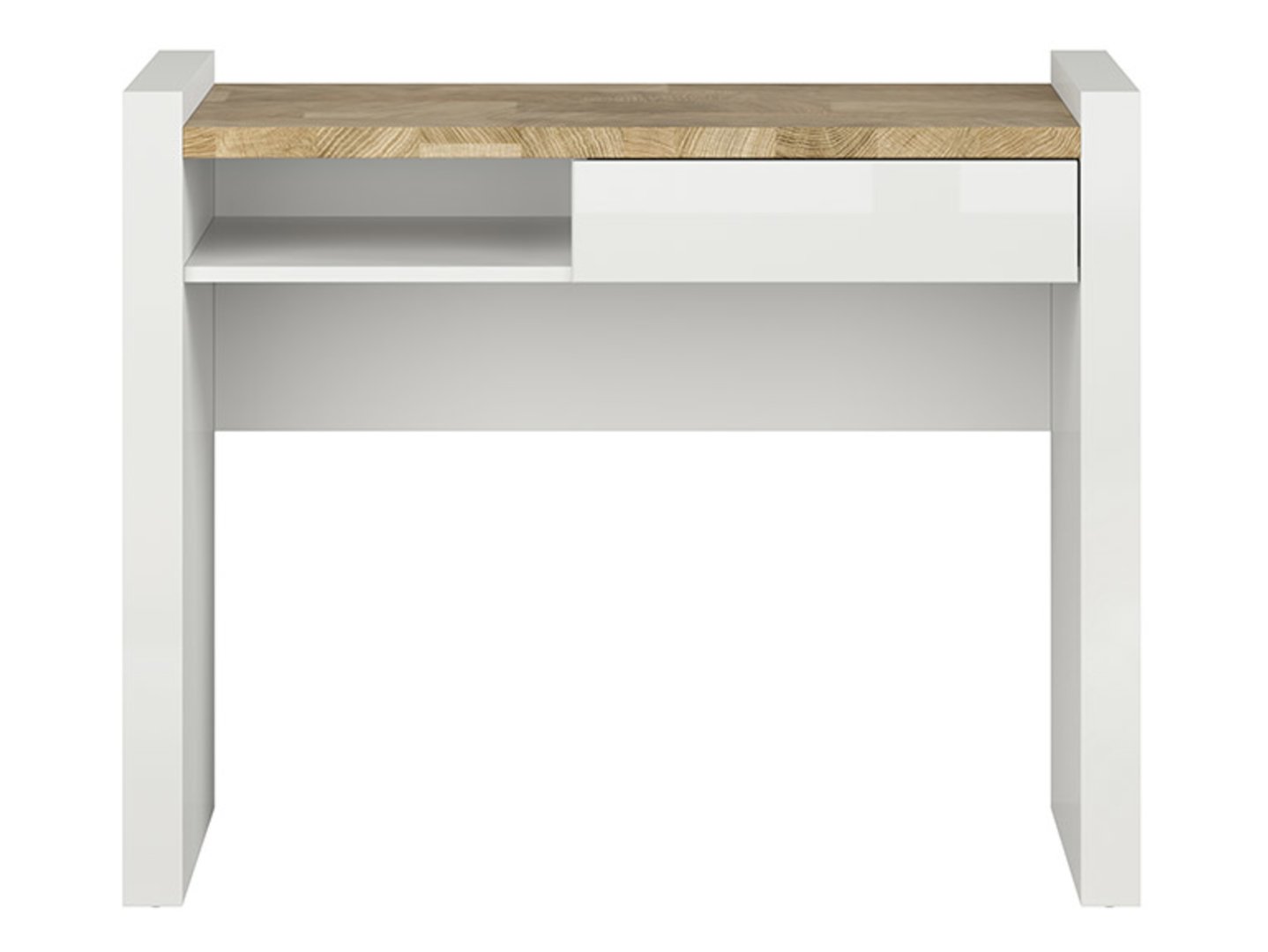 ALAMEDA tualetinis staliukas su stalčiumi, 41,5 cm, blizgi balta/Vestminsterio ąžuolas - Paveikslėlis 2