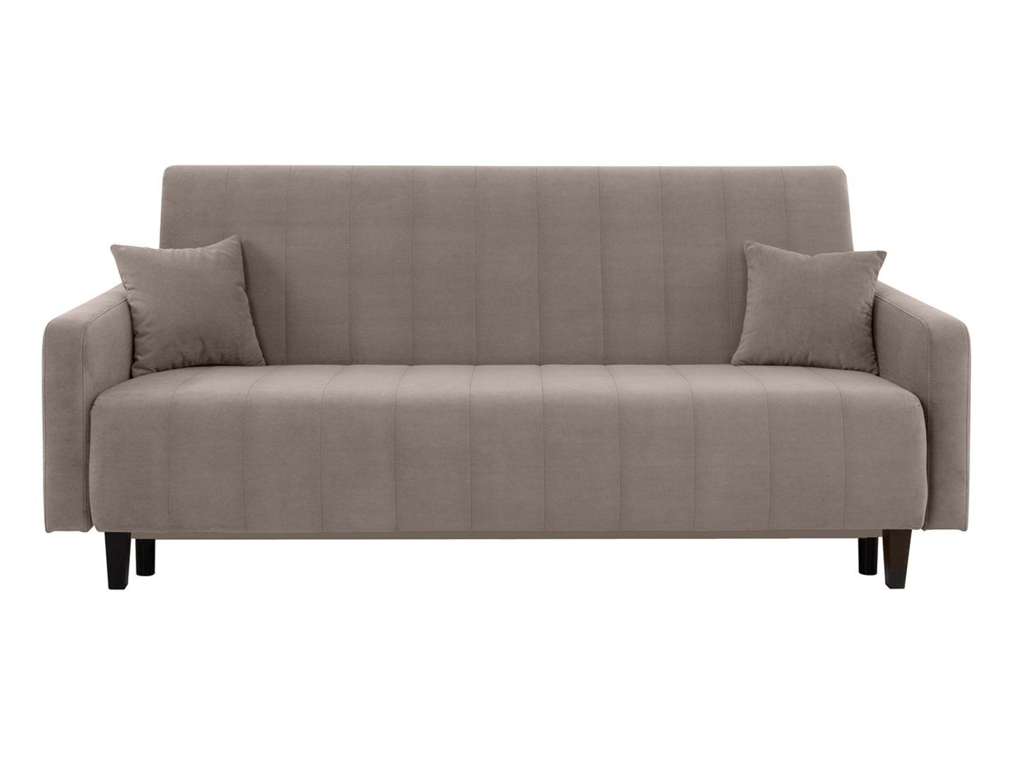MARCIA trijų vietų sofa-lova su daiktadėže, aksominė, ruda
