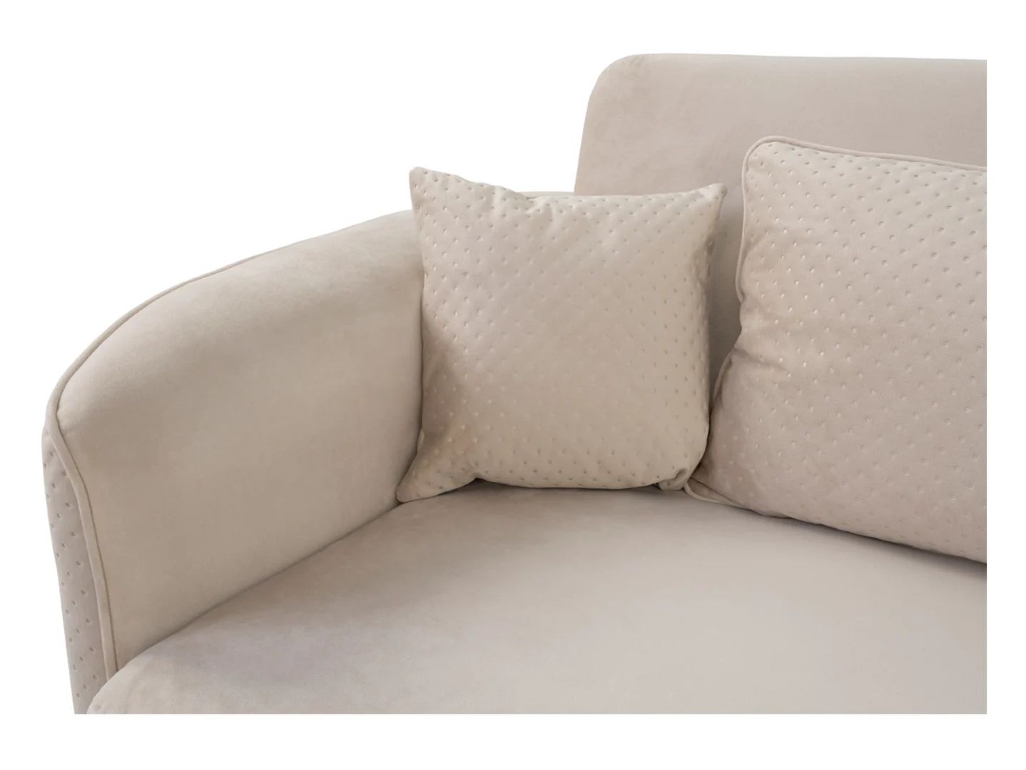 Akaro trijų vietų sofa-lova su daiktadėže, aksominė, smėlio spalvos