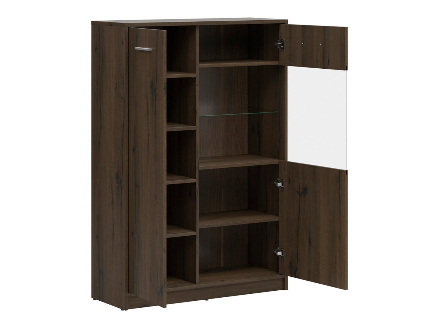 Žema dvidurė vitrina su stiklu NEPO PLUS 90 cm, kilnus ąžuolas