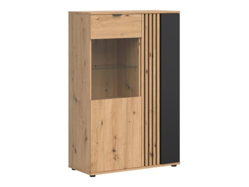 Vabres dviejų durų vitrina, 90 cm, meniško ąžuolo lamelės