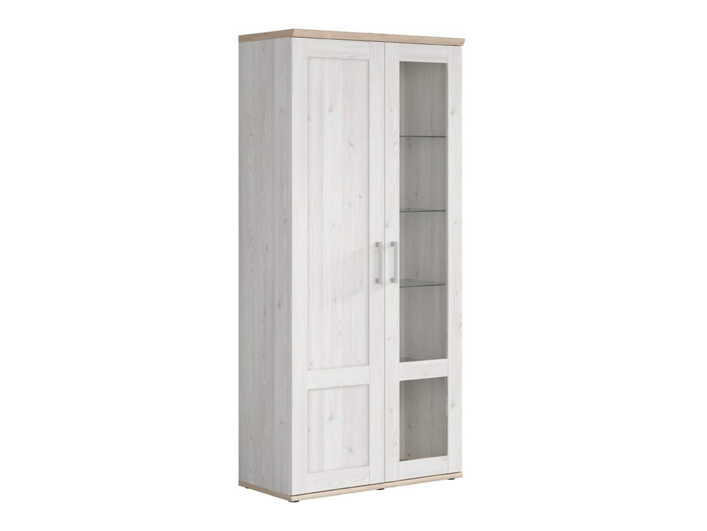 ROMANCE vienų durelių vitrina, 93 cm, šviesus Sibiu maumedis/šviesus San Remo ąžuolas
