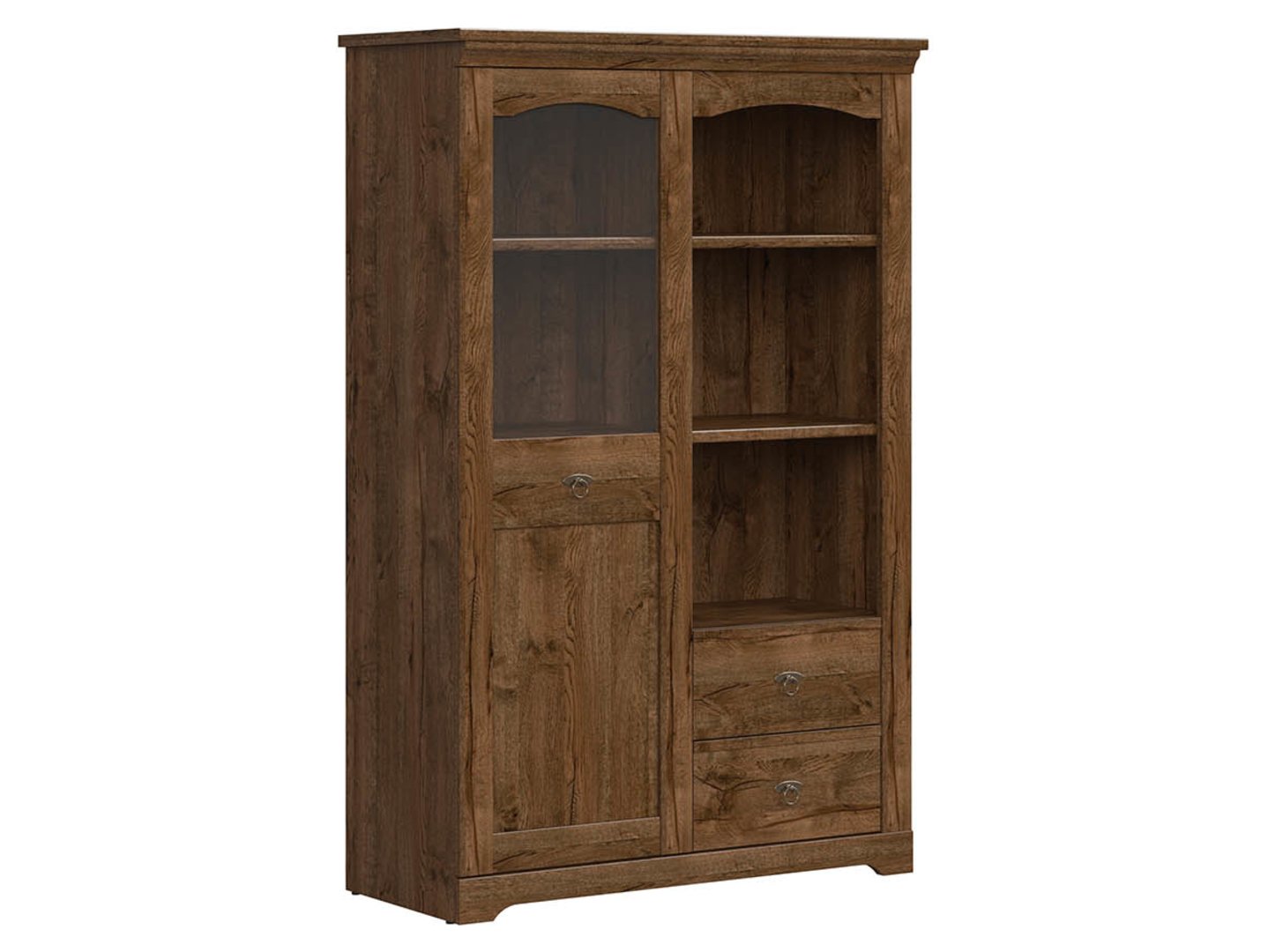 Žema vitrina su stalčiais PATRAS 103 cm, balandžio spalvos ąžuolas