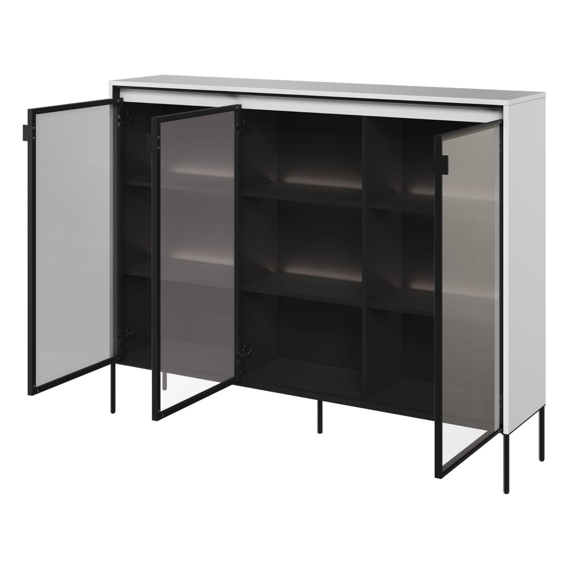 TREND 08 stiklinė vitrina, baltos/juodos kojelės — изображение 3