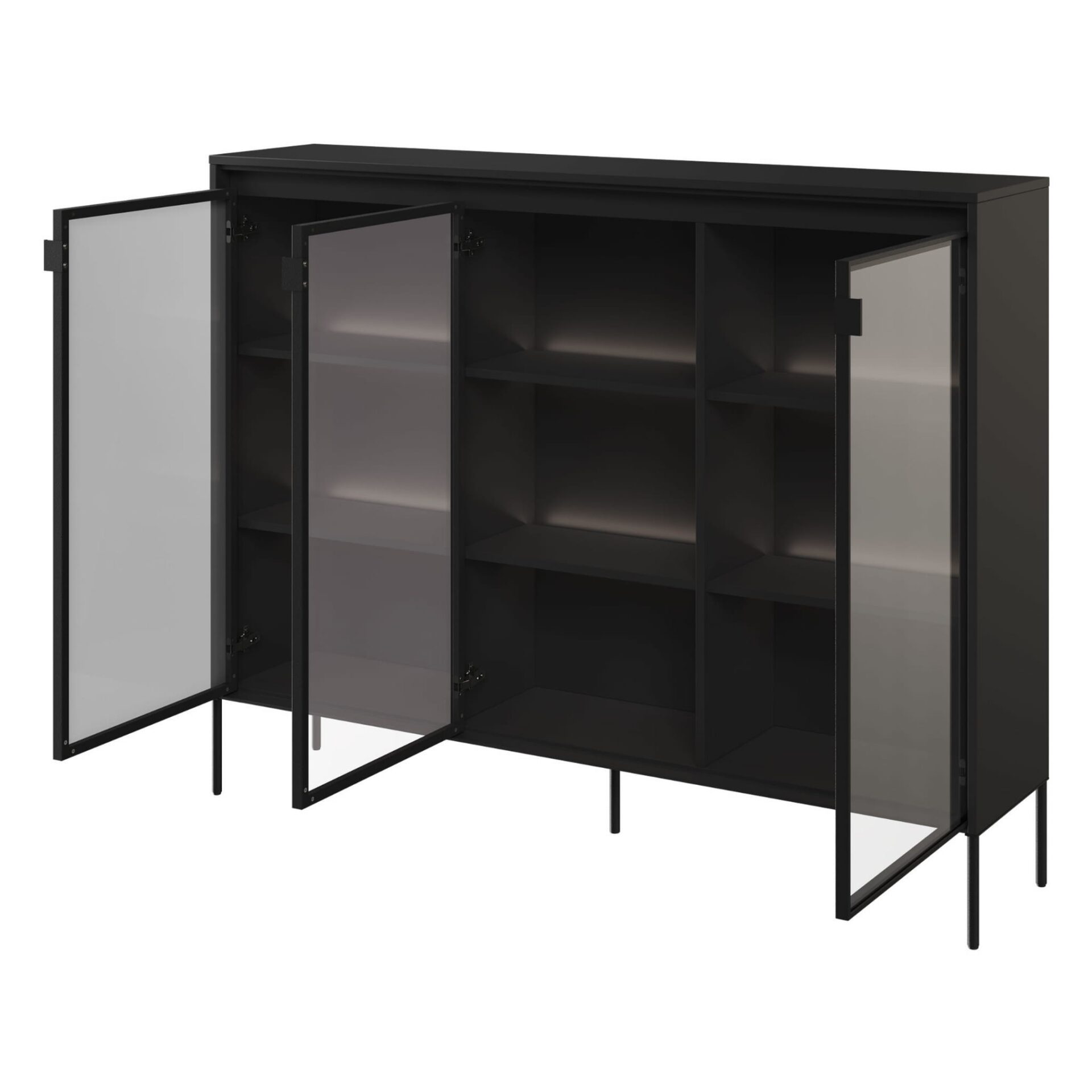 TREND 08 stiklinė vitrina, juodos/juodos kojelės — изображение 4