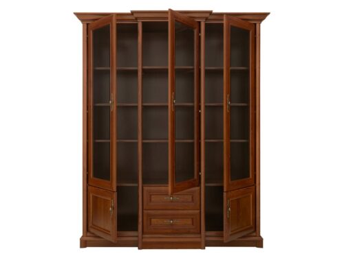 KENT vitrina su dviem stalčiais, 167 cm, kaštoninė spalva