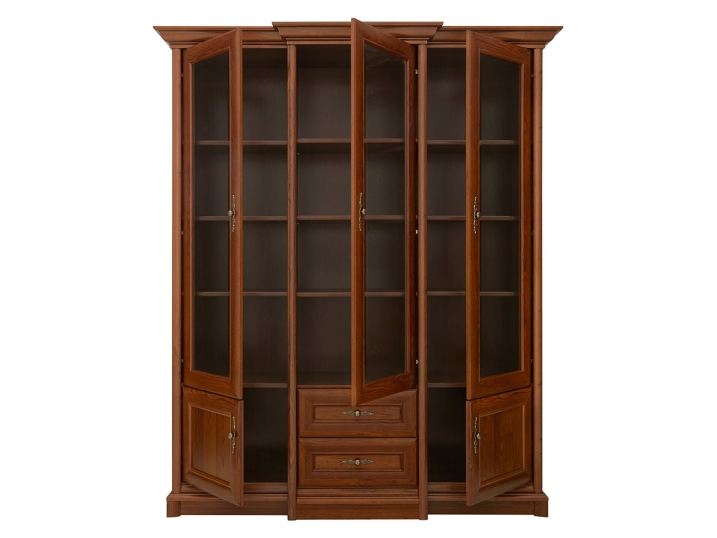 KENT vitrina su dviem stalčiais, 167 cm, kaštoninė spalva