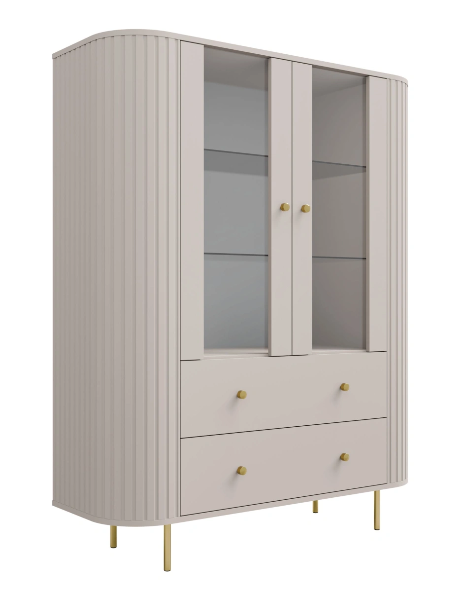 Vitrina 2F2S su stalčiais 122 Ovalio smėlio spalvos