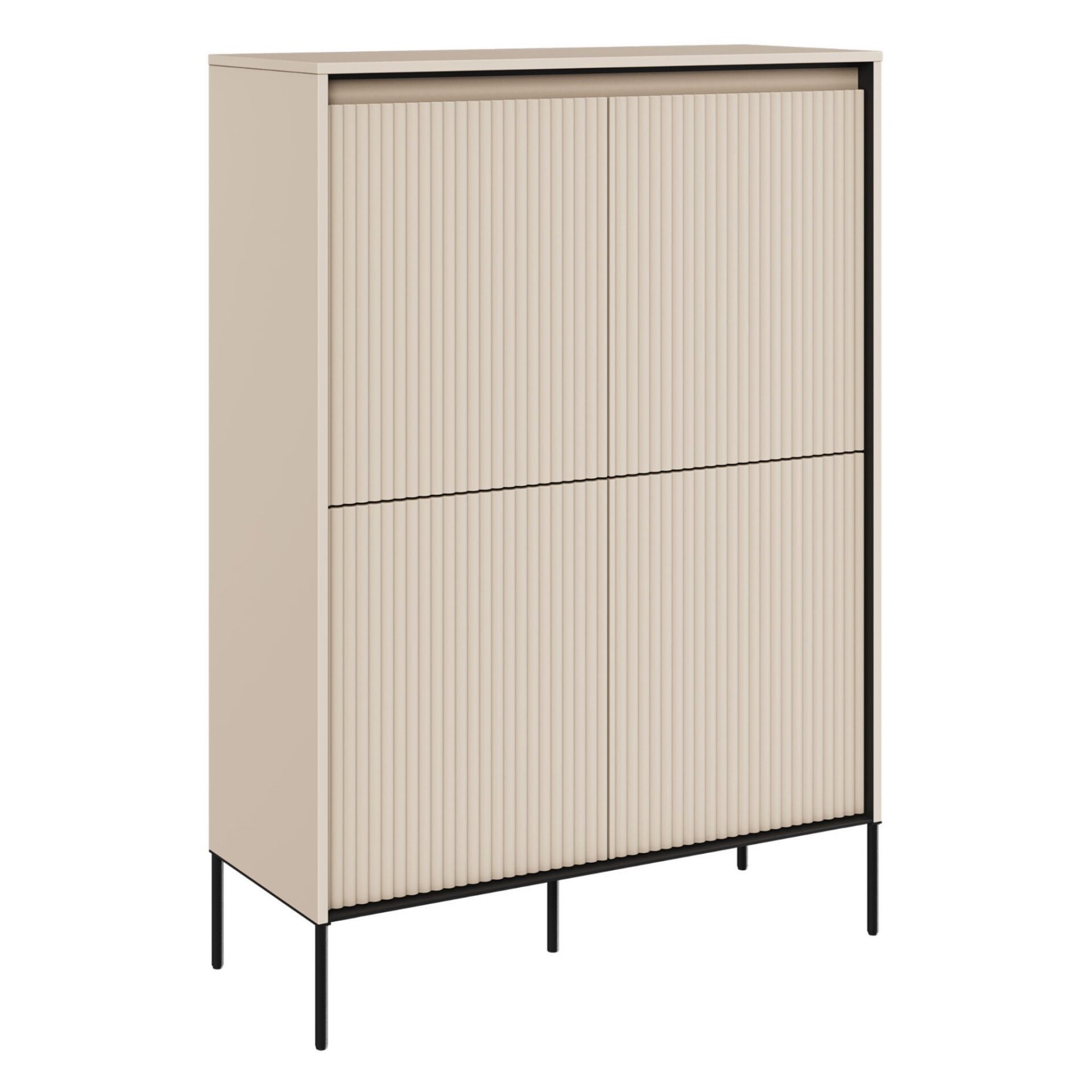 TREND 03 aukšta komoda, smėlio spalvos / juodos kojelės