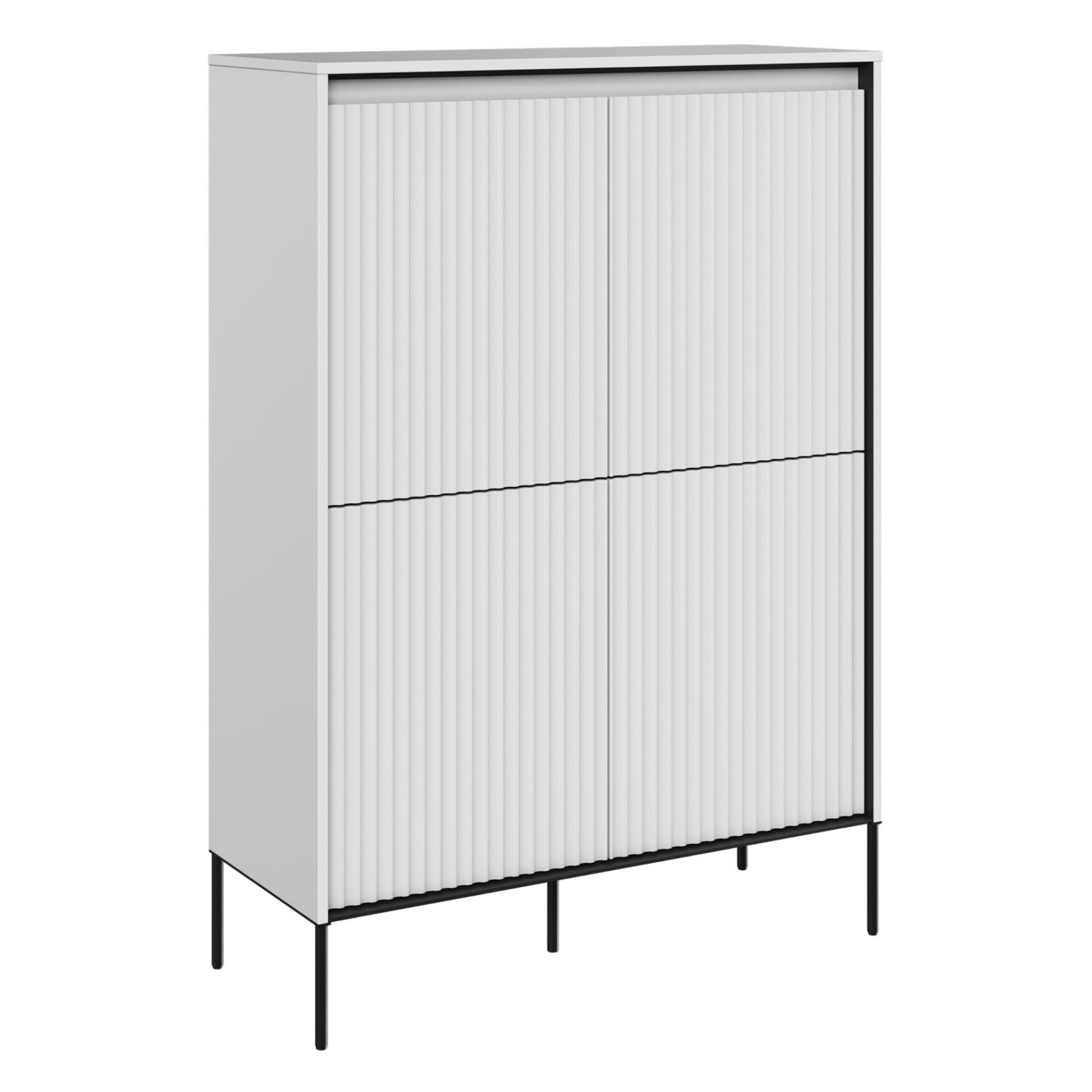 TREND 03 aukšta komoda su stalčiais, baltos/juodos kojelės