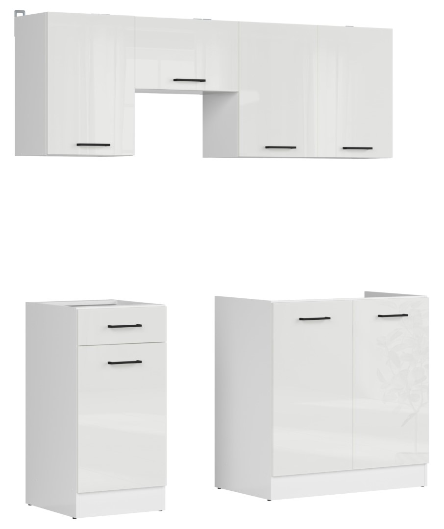 Virtuvės komplektas 170 cm JUNONA LINE balta/vanilinė blizgi