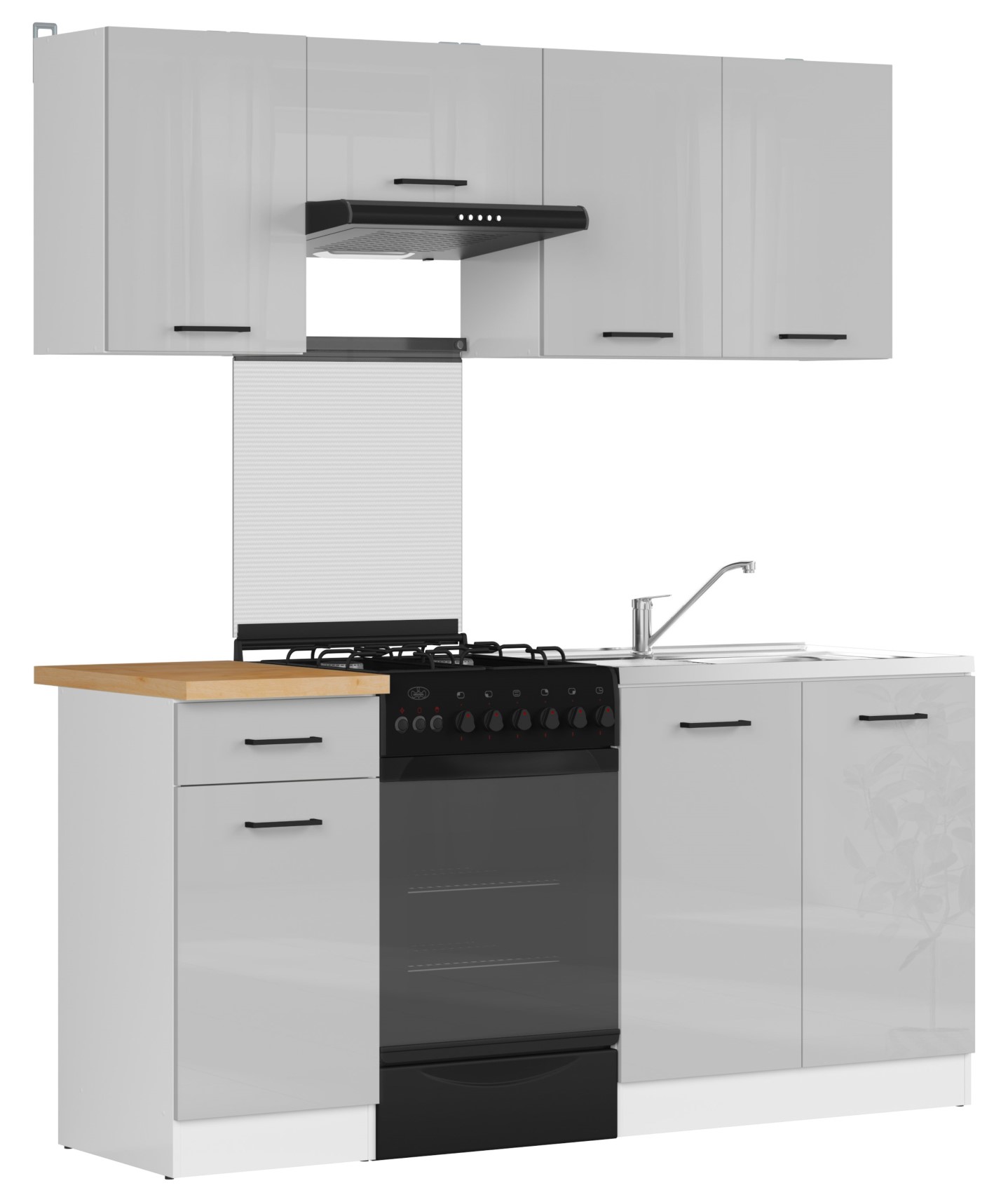 Virtuvės komplektas su stalviršiu 170 cm JUNONA LINE balta/šviesiai pilka blizgi