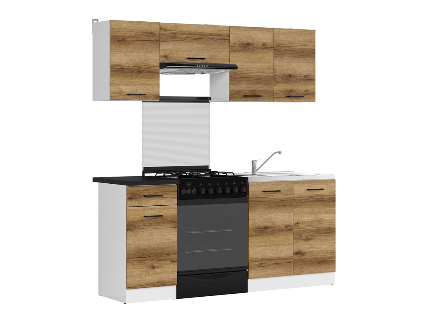 Virtuvės komplektas su stalviršiu 180 cm JUNONA LINE balta/šviesus Delano ąžuolas