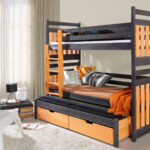 SAMBOR III trivietė dviaukštė lova su stalčiais 90x190 cm