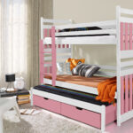 SAMBOR III trivietė dviaukštė lova su stalčiais 80x200 cm