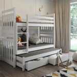 SAMBOR III trivietė dviaukštė lova su stalčiais 80x181 cm