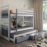 SAMBOR III trivietė dviaukštė lova su stalčiais 90x200 cm