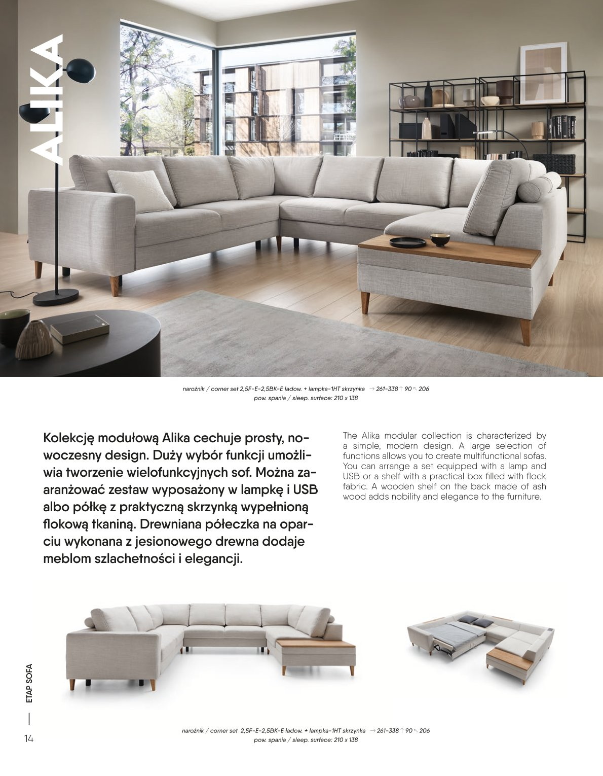 ALIKA kampinė sofa 1HT_BK_box-E-2.5F K/D lentyna Etap sofa - Paveikslėlis 10