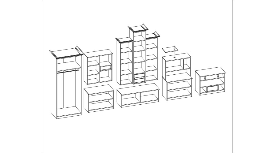 Labai didelė klasikinė sieninė spintelė su triguba vitrina, erdvia spinta ir televizoriaus staliuku 440 × 207 cm Wiśnia Porto – HADES + Drabužinė + TV - Paveikslėlis 7