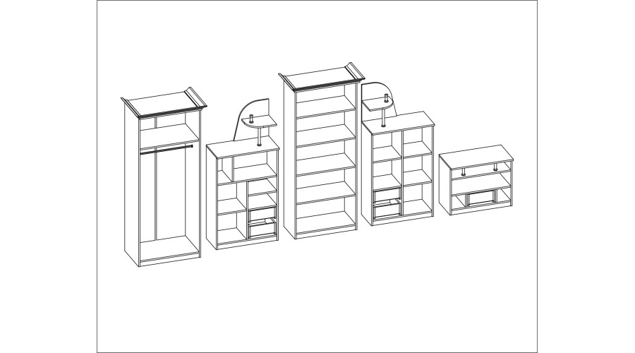 Labai didelė klasikinė sieninė spintelė su stikline vitrina, spinta ir televizoriumi 400 × 207 cm Sonoma Ciemna – TEXAS + Spinta + TV - Paveikslėlis 6