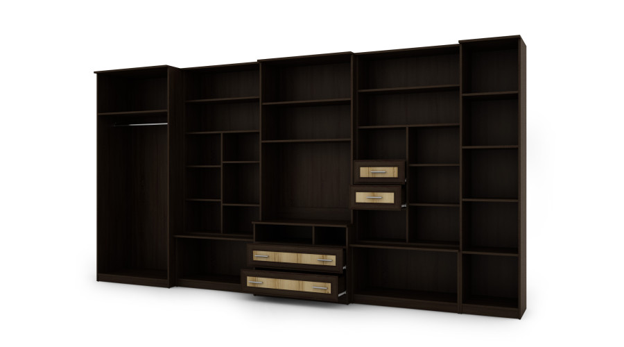 Labai erdvi televizoriaus sieninė spintelė su spinta 405 × 210 cm Sonoma Ciemna – LENA - Paveikslėlis 4