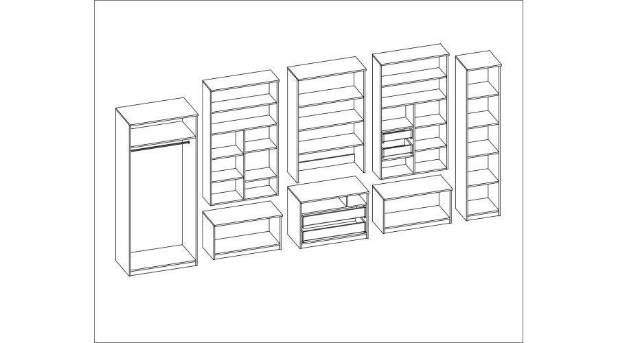 Labai erdvi televizoriaus sieninė spintelė su spinta 405 × 210 cm, Sonoma Ciemna / Dąb Wotan – LENA — изображение 7