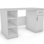 Vaikiškas rašomasis stalas su lentyna ir spintele 120×60 cm, Biały – NELA