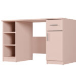 Vaikiškas rašomasis stalas su lentyna ir spintele 120×60 cm Różowy – NELA
