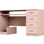 Jaunimo rašomasis stalas su stalčiais ir ištraukiama lentyna 130 × 60 cm, Różowy – MILA