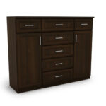 Didelė komoda su stalčiais ir spintelėmis 140 cm Sonoma Ciemna – SILVA